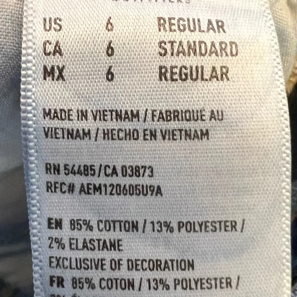 American Eagle Highest Rise Jegging CROP Women’s 6 Blue Level Stretch Distressed - Picture 6 of 11